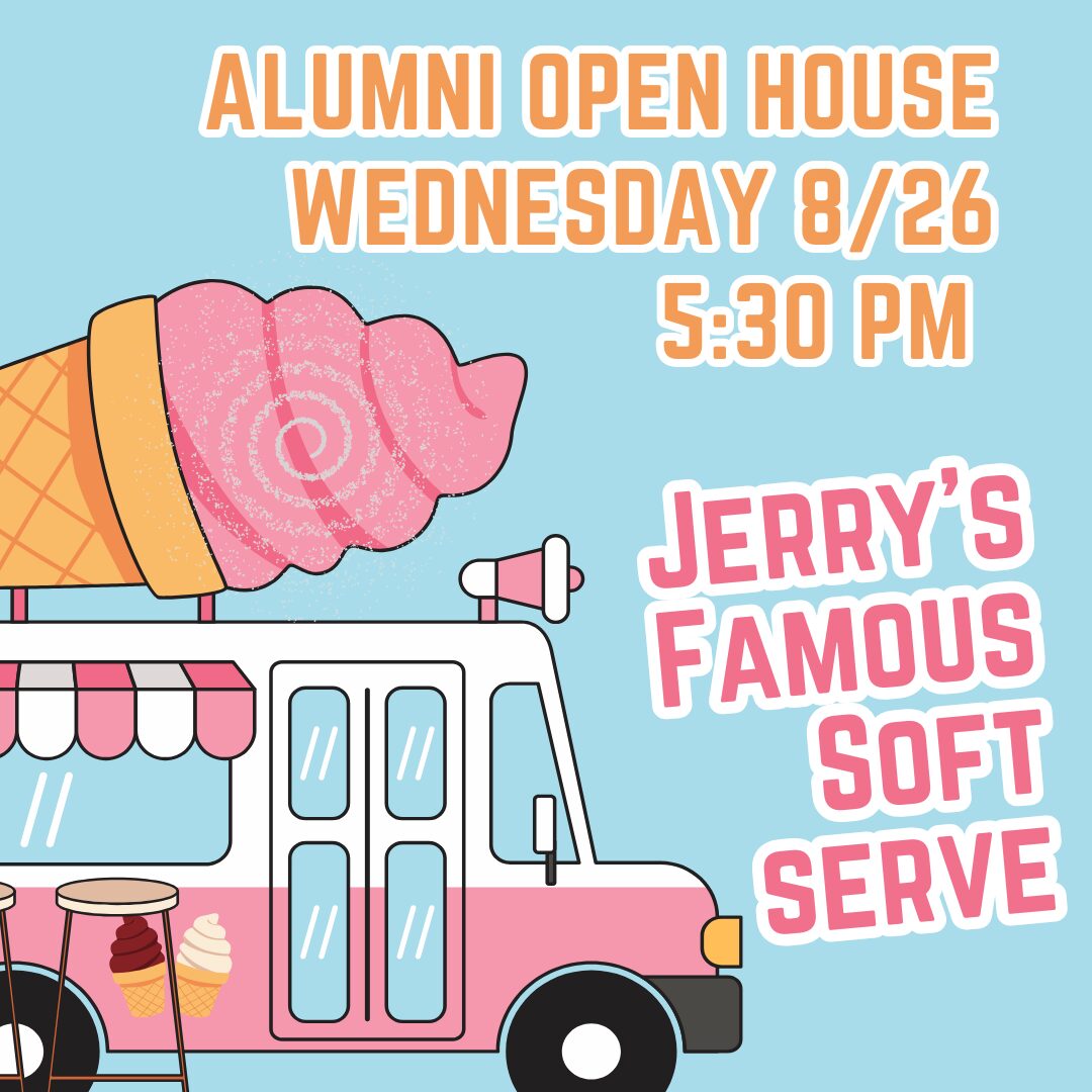 Jerry’s Famous Soft serve A purple ribbon and a hand with the jeremiah 's inn logo.